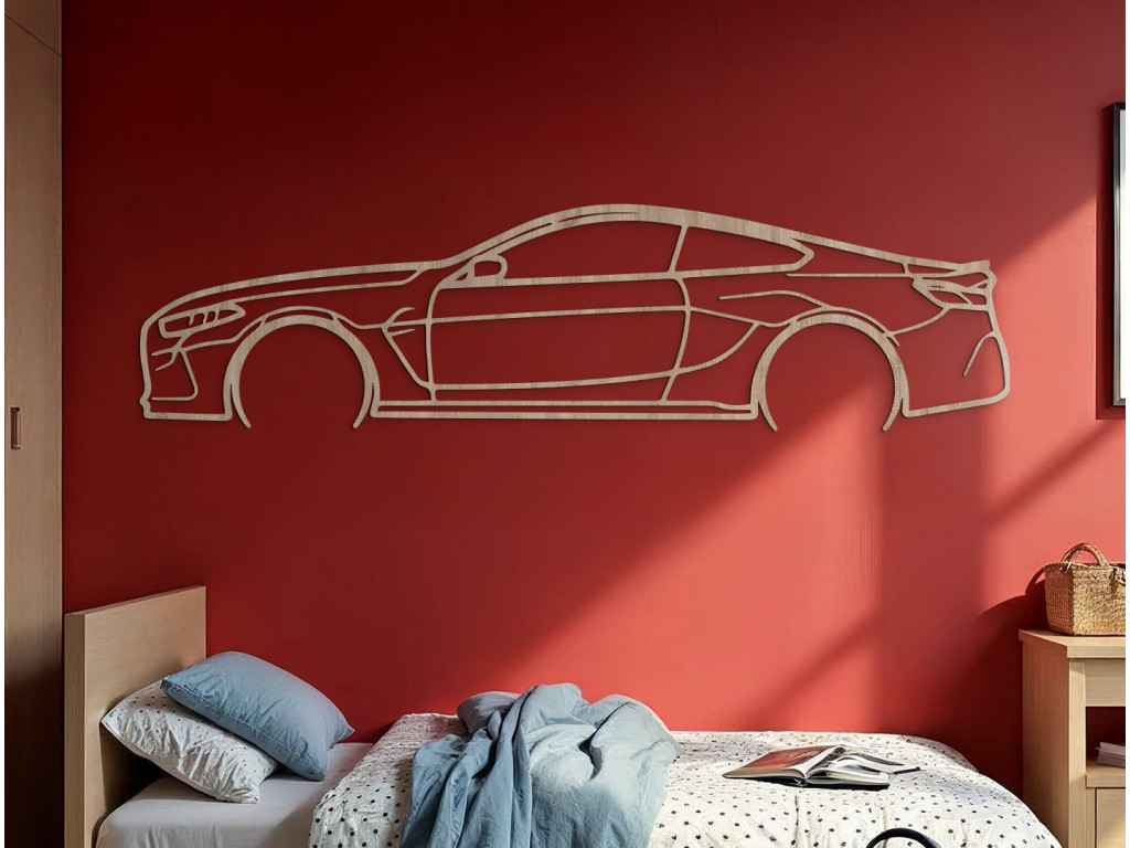 Drevená nálepka na stenu BMW M8 Competition (Dimensioni del quadro 35 x 133 cm, Colore del quadro Antracite)