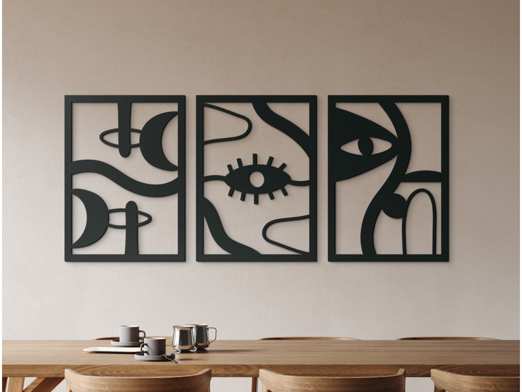 Abstraktný obraz na stenu Oči a tvary (Dimensioni del quadro 89 x 206 cm, Colore del quadro Antracite)