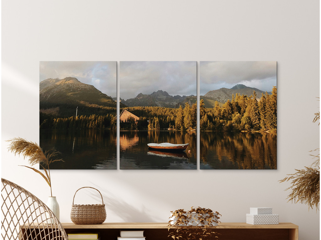 Trojdielny farebný obraz Štrbské pleso (Formato del quadro A1, Colore della cornice Senza cornice, Finitura 3D)