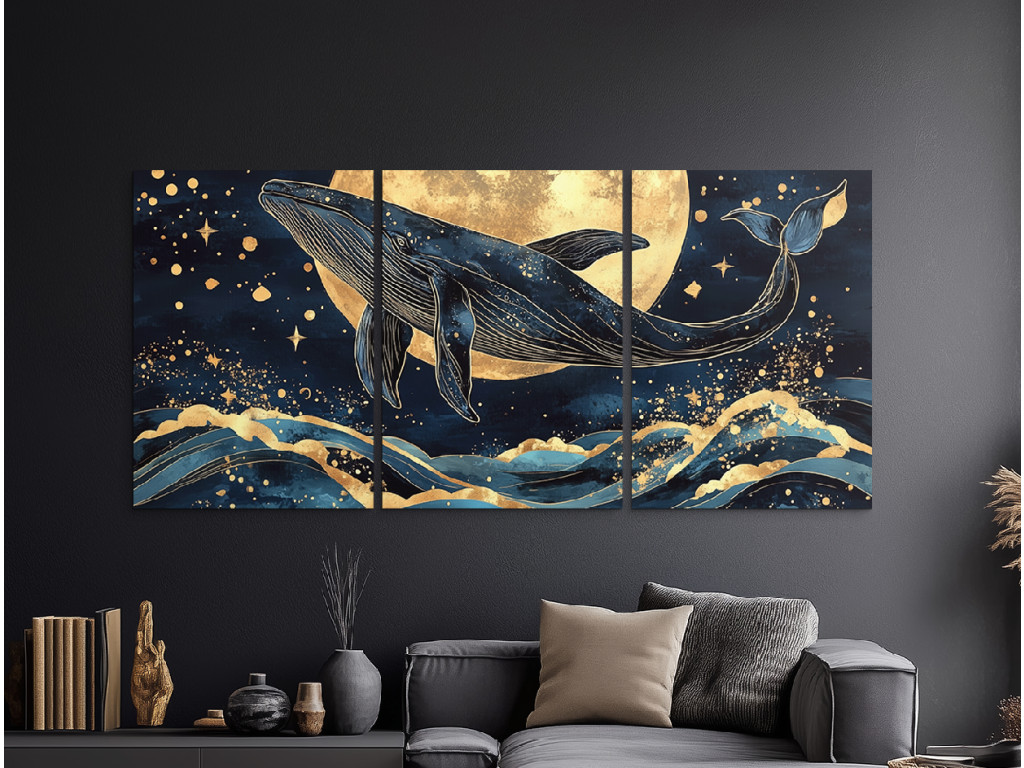 Trojdielny obraz Nočný tanec oceánu (Formato del quadro A1, Colore della cornice Senza cornice, Finitura 3D)