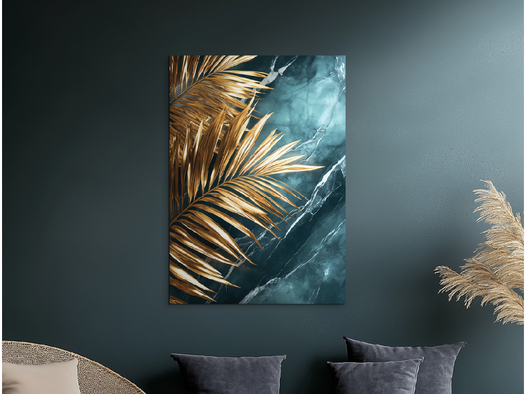 Obraz Zlatý palmový list (Formato del quadro A1, Colore della cornice Senza cornice, Finitura 3D)