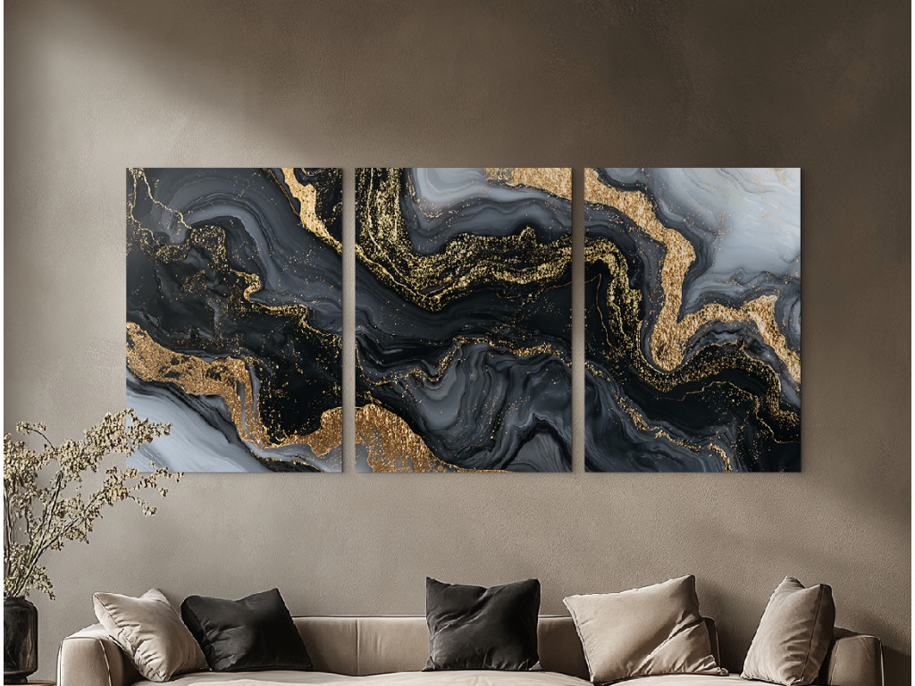 Trojdielny mramorový obraz Noblesa (Formato del quadro A1, Colore della cornice Senza cornice, Finitura 3D)