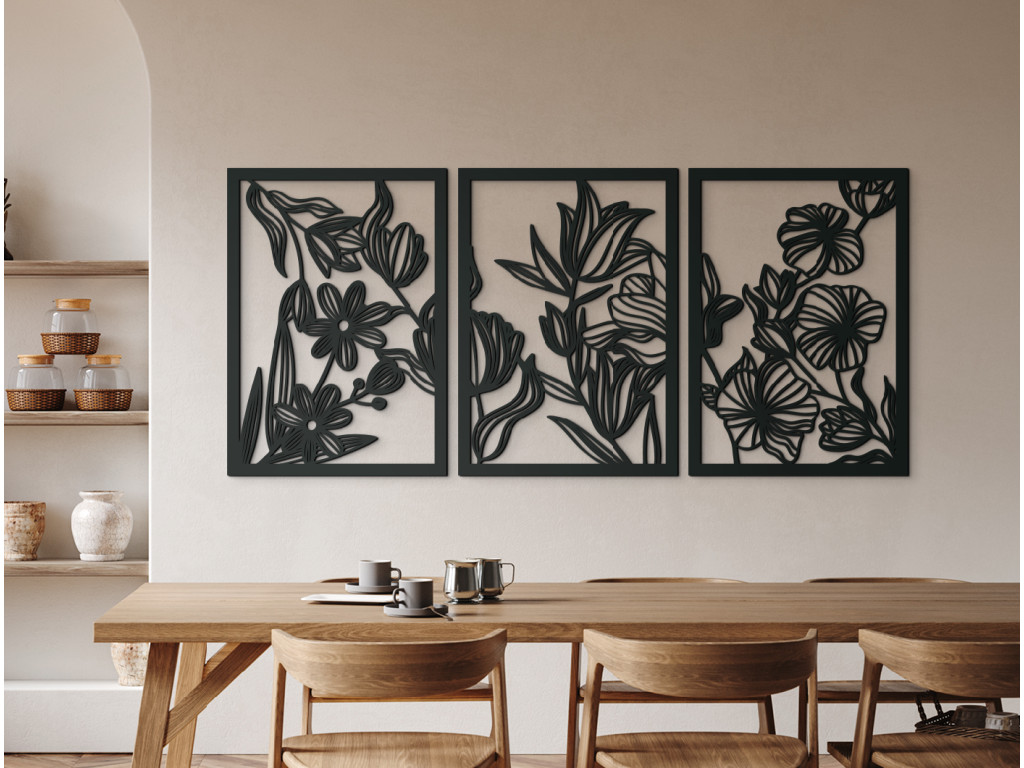 3-dielny obraz Kvety v rozpuku (Dimensioni del quadro 89 x 195,5 cm, Colore del quadro Antracite)