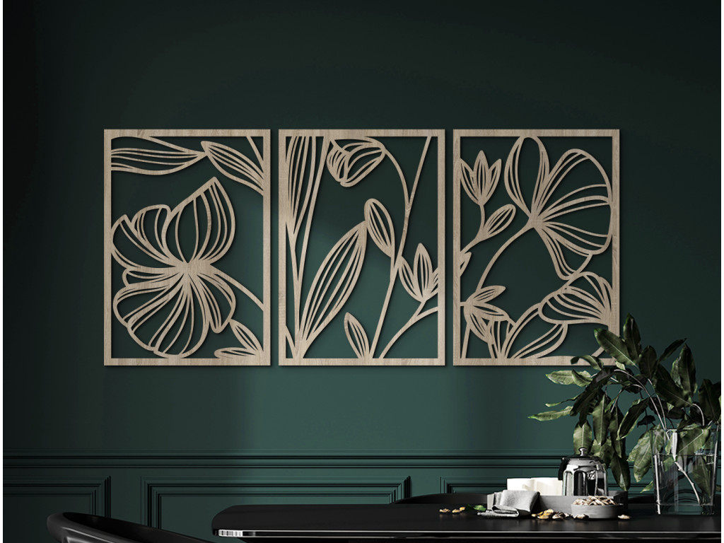 3-dielny drevený obraz Bylinky (Dimensioni del quadro 89 x 193 cm, Colore del quadro Antracite)