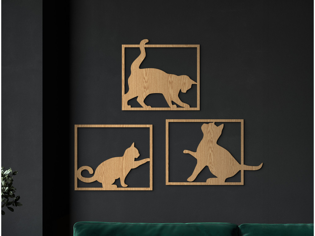 Trojdielny obraz Tri mačky (Dimensioni del quadro 105 x 130 cm, Colore del quadro Antracite)