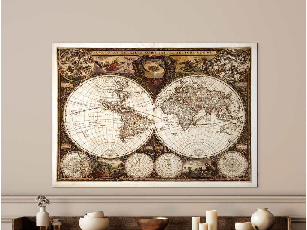 Mapa Nova Totius Terrarum Orbis (Formato del quadro A1, Colore della cornice Senza cornice, Finitura 3D)
