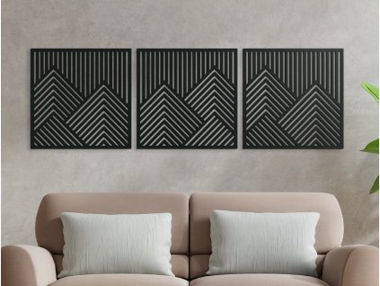 Drevený viacdielny obraz Hory (Dimensioni del quadro 42 x 133 cm, Colore del quadro Antracite)