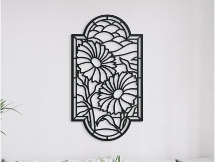 Drevený panel na stenu Kvety na poli (Dimensioni del quadro 89 x 50 cm, Colore del quadro Antracite)