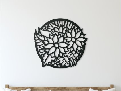 Okrúhly drevený obraz Kvety (Dimensioni del quadro 89 x 95 cm, Colore del quadro Antracite)