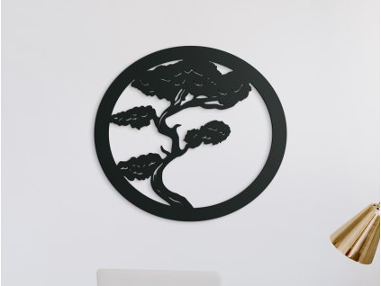 Okrúhly drevený obraz Africký strom (Dimensioni del quadro 81,5 x 89 cm, Colore del quadro Antracite)