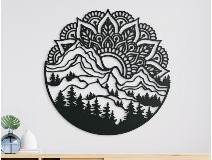 Drevená mandala na stenu Východ Slnka (Dimensioni del quadro 89 x 89,5 cm, Colore del quadro Antracite)