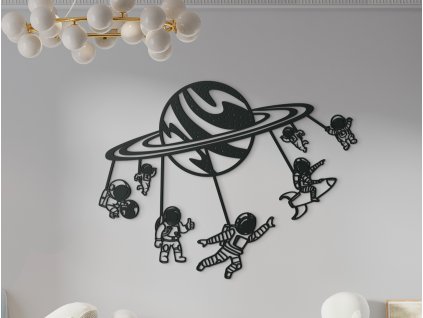 Drevená nálepka Astronauti (Dimensioni del quadro 68 x 89 cm, Colore del quadro Antracite)