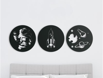 3-dielna nálepka na stenu Vesmír (Dimensioni del quadro 42 x 133 cm, Colore del quadro Antracite)