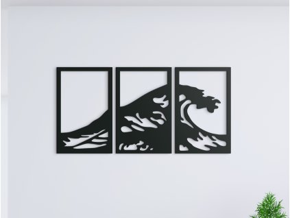 3-dielny obraz Vlny (Dimensioni del quadro 66 x 133 cm, Colore del quadro Antracite)