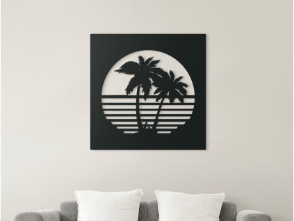 Drevený obraz na stenu Palmy (Dimensioni del quadro 65,5 x 65 cm, Colore del quadro Antracite)