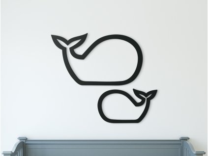 2-dielna nálepka do detskej izby Veľryba s mláďatkom (Dimensioni del quadro 55,5 x 65 cm, Colore del quadro Antracite)