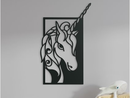 Drevený obraz do detskej izby Čarovný jednorožec (Dimensioni del quadro 89 x 55,5 cm, Colore del quadro Antracite)