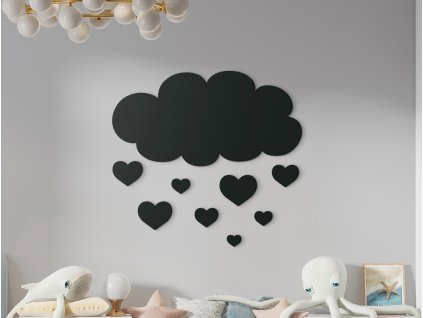 Drevená nálepka do detskej izby Obláčik (Dimensioni del quadro 82,5 x 89 cm, Colore del quadro Antracite)