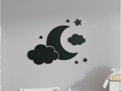 Drevená nálepka do detskej izby Mesiačik (Dimensioni del quadro 68,5 x 89 cm, Colore del quadro Antracite)