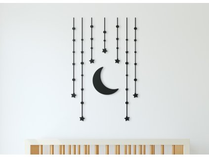 Nálepka do detskej izby Hviezdičky s mesiacom (Dimensioni del quadro 89 x 57,5 cm, Colore del quadro Antracite)