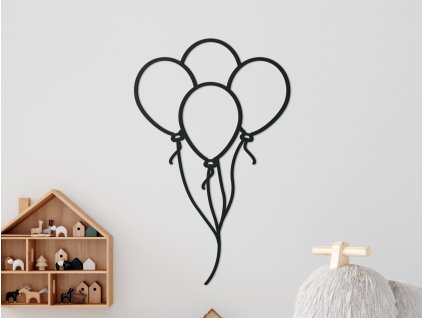 Drevená nálepka do detskej izby Zväzok balónov (Dimensioni del quadro 84,5 x 53 cm, Colore del quadro Antracite)