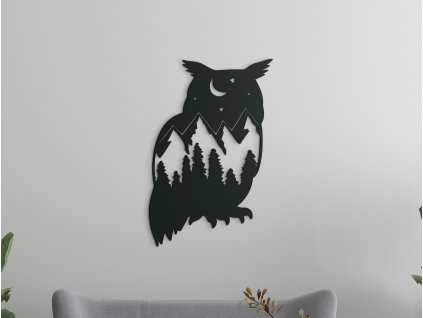 Nálepka na stenu Výr v nočnom lese (Dimensioni del quadro 89 x 58,5 cm, Colore del quadro Antracite)