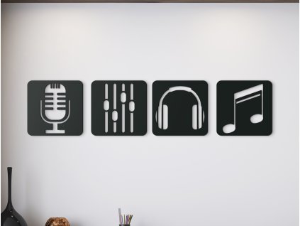 Viacdielny drevený obraz Nahrávacie štúdio (Dimensioni del quadro 30 x 133 cm, Colore del quadro Antracite)