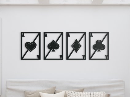 Drevená nálepka na stenu Pokrové karty (Dimensioni del quadro 42 x 133 cm, Colore del quadro Antracite)