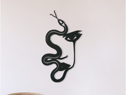 Drevená nálepka Žena a had (Dimensioni del quadro 89 x 50 cm, Colore del quadro Antracite)