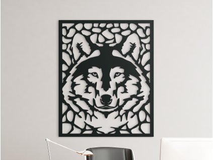 Drevený obraz Majestátny vlk (Dimensioni del quadro 80 x 65 cm, Colore del quadro Antracite)