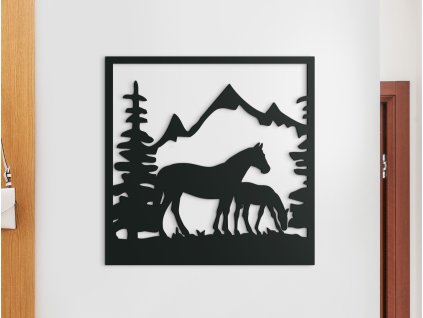 3D obraz Kobyla so žriebätkom (Dimensioni del quadro 65 x 65 cm, Colore del quadro Antracite)