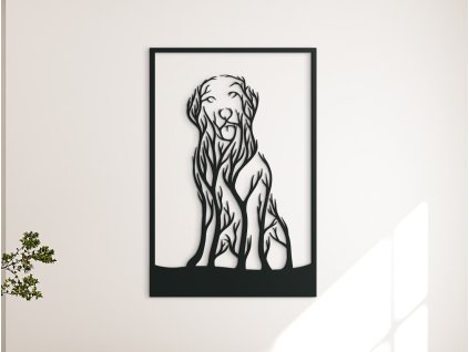 Drevený obraz na stenu Pes a stromy (Dimensioni del quadro 89 x 59 cm, Colore del quadro Antracite)