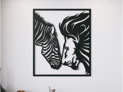 3D obraz na stenu Lev a zebra (Dimensioni del quadro 76,5 x 65 cm, Colore del quadro Antracite)