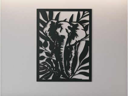 Drevený obraz na stenu Slon v zeleni (Dimensioni del quadro 86,5 x 65 cm, Colore del quadro Antracite)