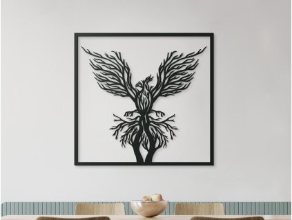 3D obraz Vták - ohnivák a stromy (Dimensioni del quadro 62 x 65 cm, Colore del quadro Antracite)