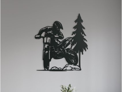 Drevená nálepka Motorka cross (Dimensioni del quadro 71 x 65 cm, Colore del quadro Antracite)