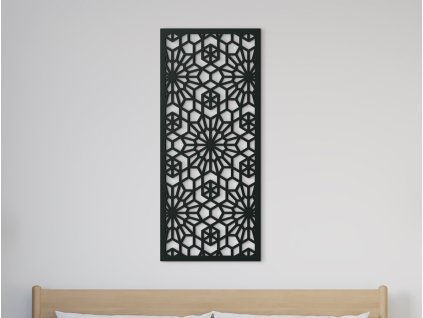 Drevený panel Geometrické kvety (Dimensioni del quadro 89 x 38 cm, Colore del quadro Antracite)