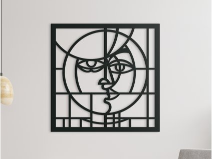 Kubistický obraz z dreva Tvár (Dimensioni del quadro 65 x 65 cm, Colore del quadro Antracite)