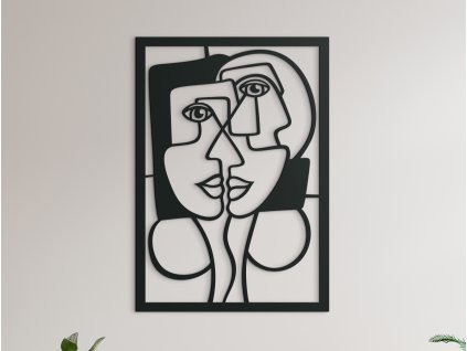 Drevený obraz v avantgardnom štýle Ženy (Dimensioni del quadro 89 x 62,5 cm, Colore del quadro Antracite)