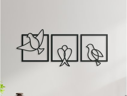 Drevená nálepka Vtáčiky (Dimensioni del quadro 53 x 133 cm, Colore del quadro Antracite)