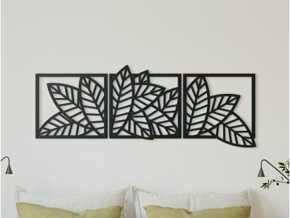 Viacdielna dekorácia na stenu Listy (Dimensioni del quadro 49,5 x 133 cm, Colore del quadro Antracite)