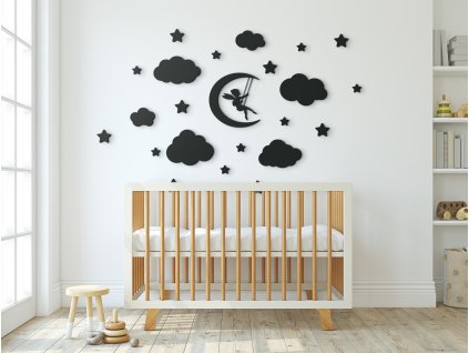 Set detských nálepiek Víla v oblakoch (23 ks) (Colore del quadro Antracite)