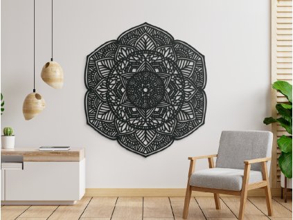 Drevená mandala na stenu Kvety (Dimensioni del quadro 175 x 157,5 cm, Colore del quadro Antracite)