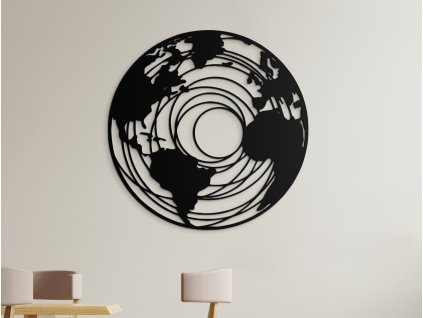 Okrúhla mapa sveta na stenu (Dimensioni del quadro 89 x 89 cm, Colore del quadro Antracite)