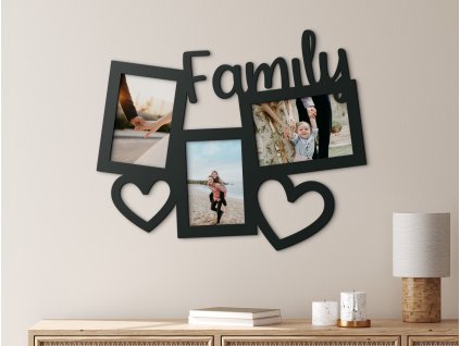 Fotorámik na stenu s nápisom Family (Dimensioni del quadro 32,5 x 40 cm, Colore del quadro Antracite)
