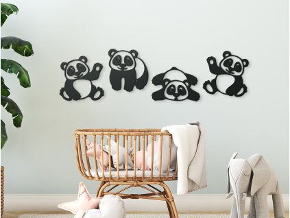 Viacdielna nálepka do detskej izby Pandy (Dimensioni del quadro 44 x 180 cm, Colore del quadro Antracite)