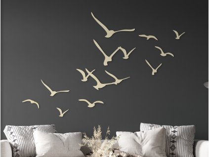 Viacdielna nálepka na stenu Kŕdeľ vtákov (Dimensioni del quadro 115,5 x 180 cm, Colore del quadro Antracite)