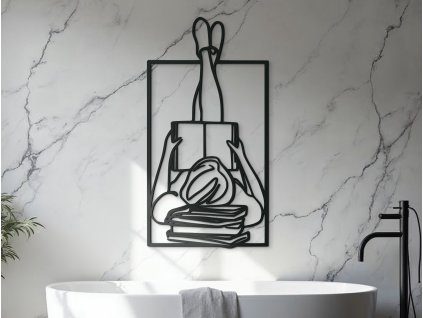 Drevený obraz na stenu Dievča s knihou (Dimensioni del quadro 89 x 46,5 cm, Colore del quadro Antracite)