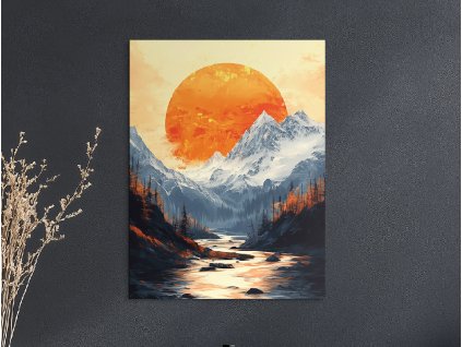 Obraz Žatvový mesiac nad horami (Formato del quadro A1, Colore della cornice Senza cornice, Finitura 3D)