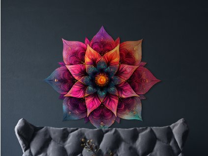 Kvetinová mandala Dúhová jednota (Dimensioni del quadro 84 x 89 cm, Finitura Lucido)